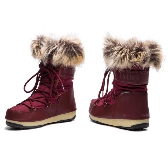 Moon Boot Women’s Snow boots Monaco Color: Cherry/burgundy Size:6 Waterproof NWT - Picture 3 of 16